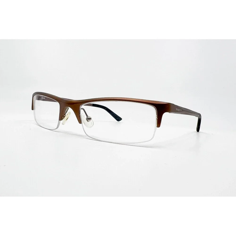 Perspective Eyeglasses Frames Mens Brown Semi-Rimless 2044 54-19-140